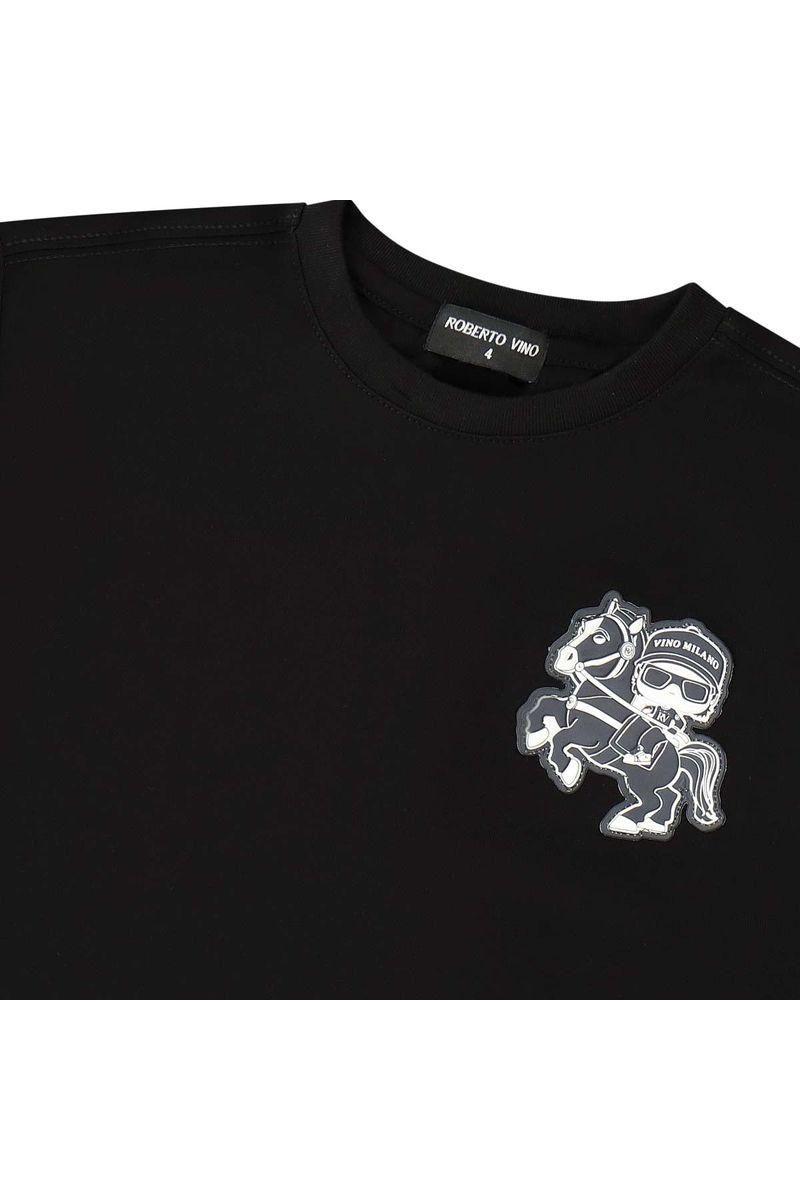 חולצת טישירט ROBERTO VINO SIGNATURE הדפס אחורי לילדים Black / 4Y