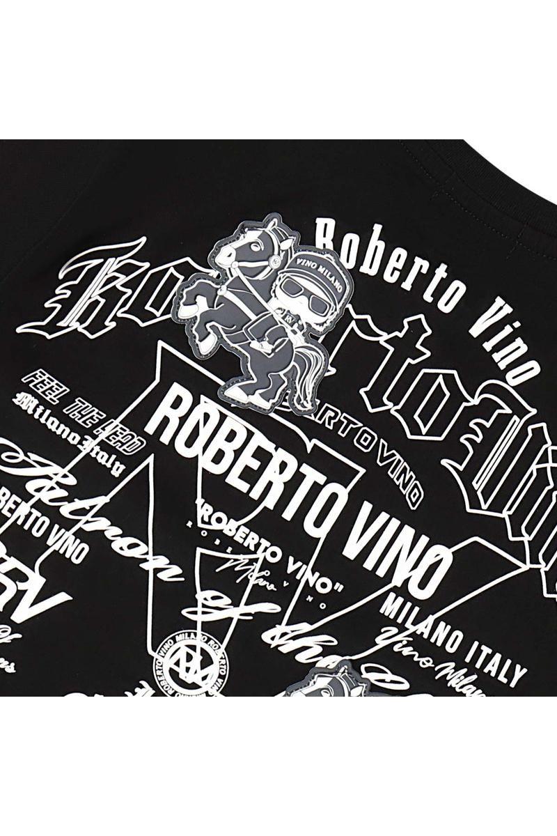 חולצת טישירט ROBERTO VINO SIGNATURE הדפס אחורי לילדים Black / 4Y