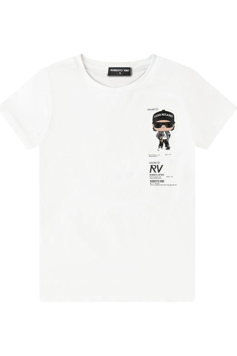 חולצת טישירט ROBERTO VINO EXCLUSIVE הדפס אחורי לילדים White / 4Y