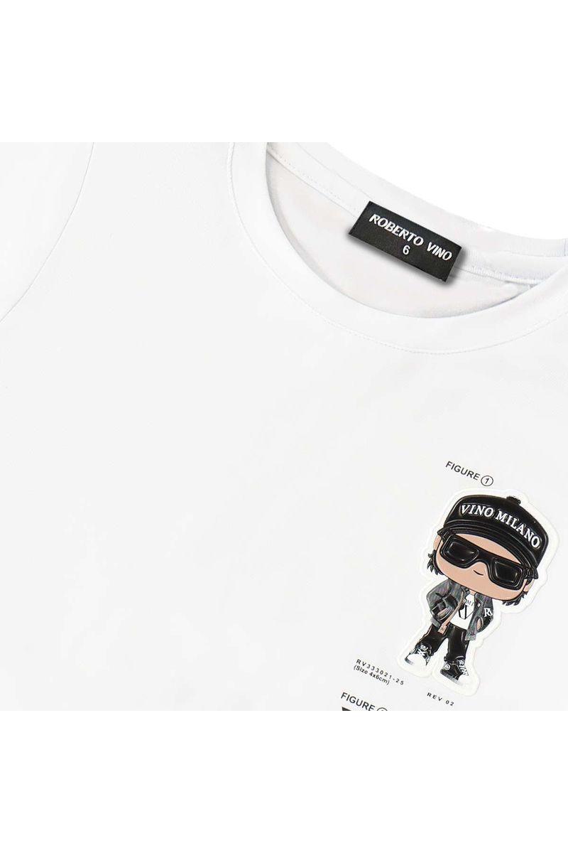 חולצת טישירט ROBERTO VINO EXCLUSIVE הדפס אחורי לילדים White / 4Y