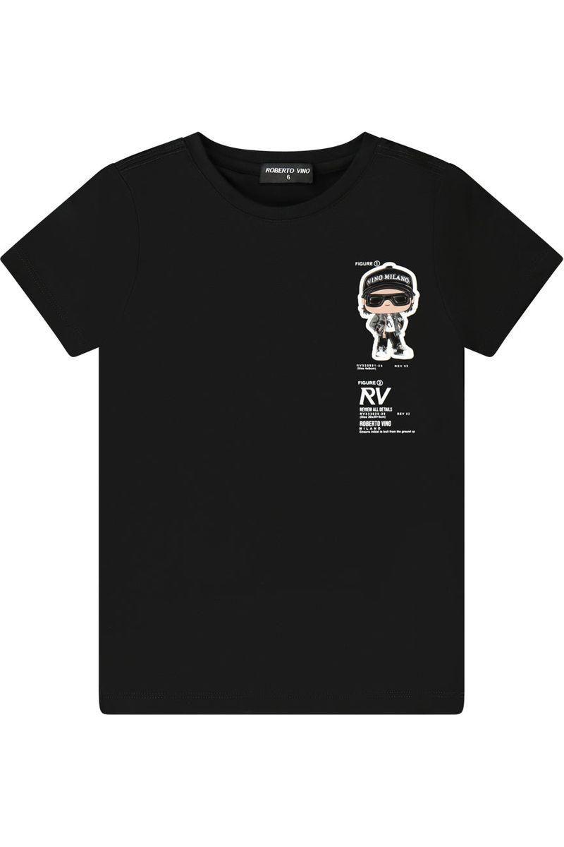 חולצת טישירט ROBERTO VINO EXCLUSIVE הדפס אחורי לילדים Black / 4Y