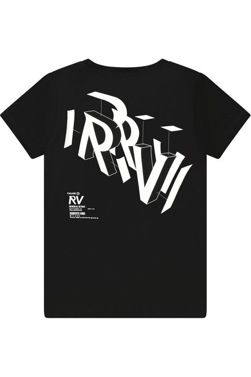חולצת טישירט ROBERTO VINO EXCLUSIVE הדפס אחורי לילדים Black / 4Y