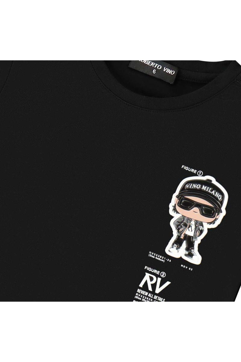 חולצת טישירט ROBERTO VINO EXCLUSIVE הדפס אחורי לילדים Black / 4Y