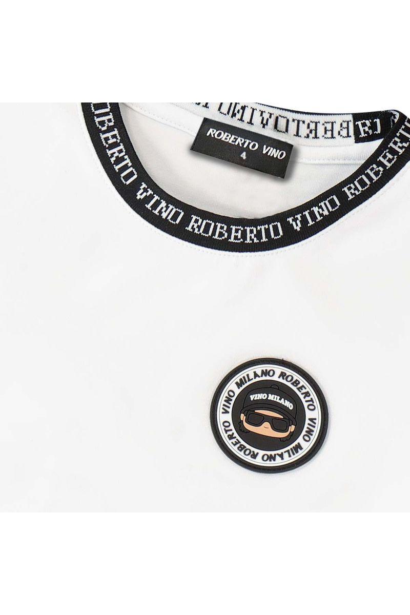 חולצת טישירט ROBERTO VINO LIMITED EDITION לוגו בצווארון לילדים White / 4Y