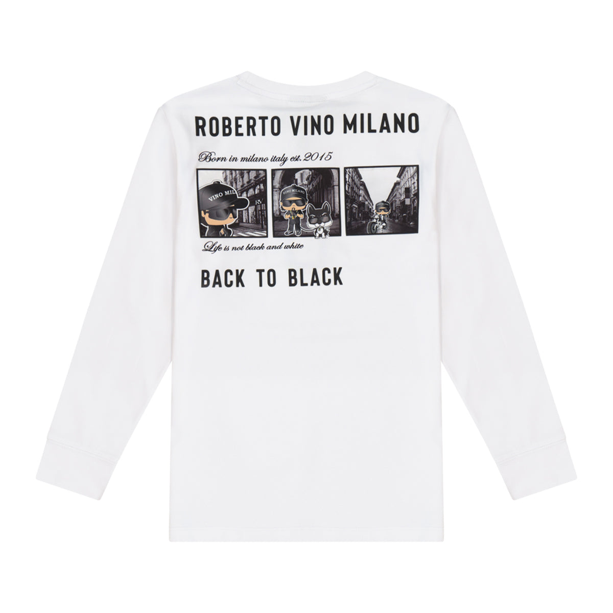 חולצת טי שרט ROBERTO VINO BACK TO BLACK ארוכה לילדים