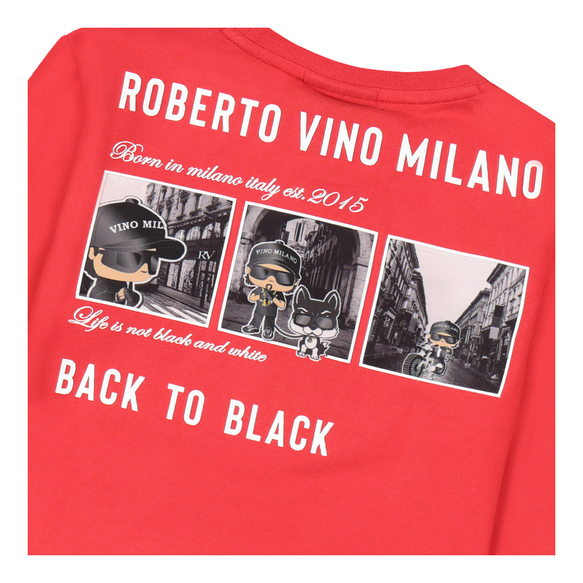 חולצת טי שרט ROBERTO VINO BACK TO BLACK ארוכה לילדים