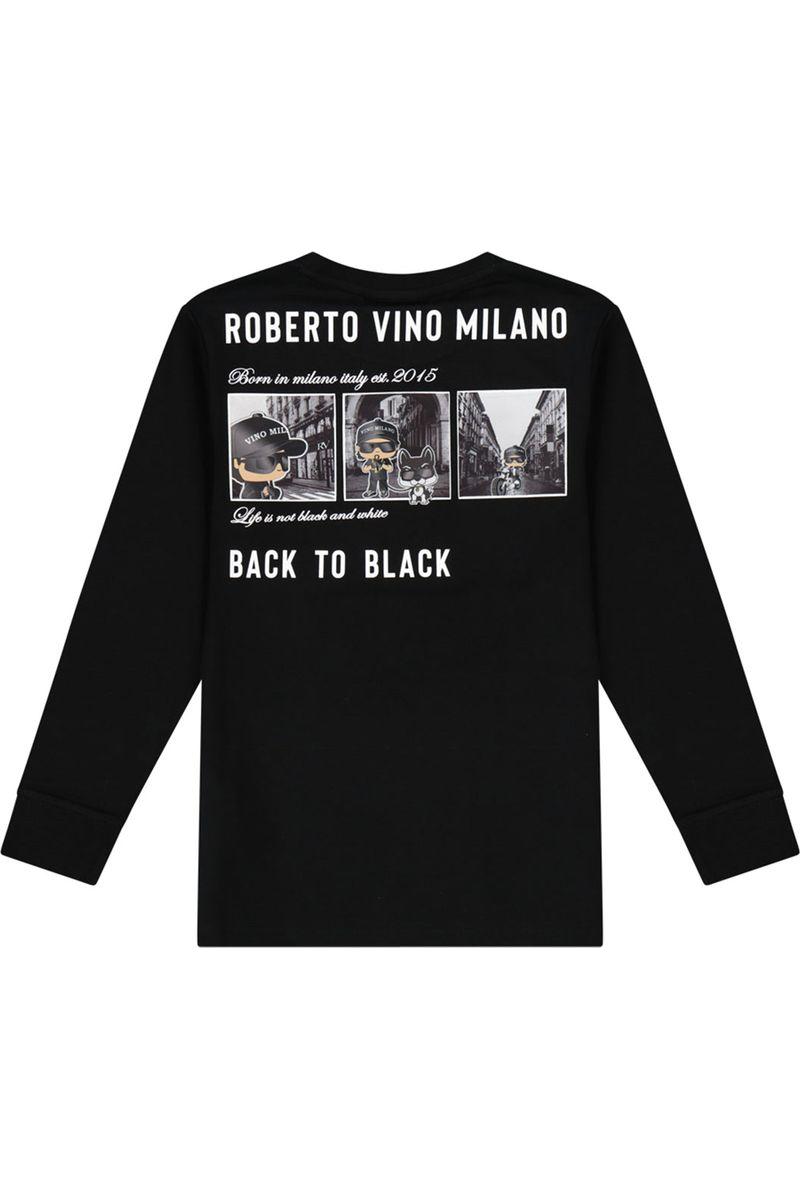 חולצת טי שרט ROBERTO VINO BACK TO BLACK ארוכה לילדים