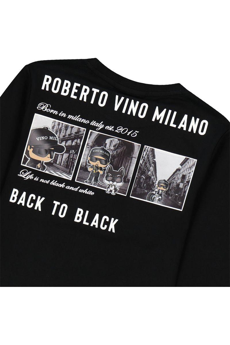 חולצת טי שרט ROBERTO VINO BACK TO BLACK ארוכה לילדים