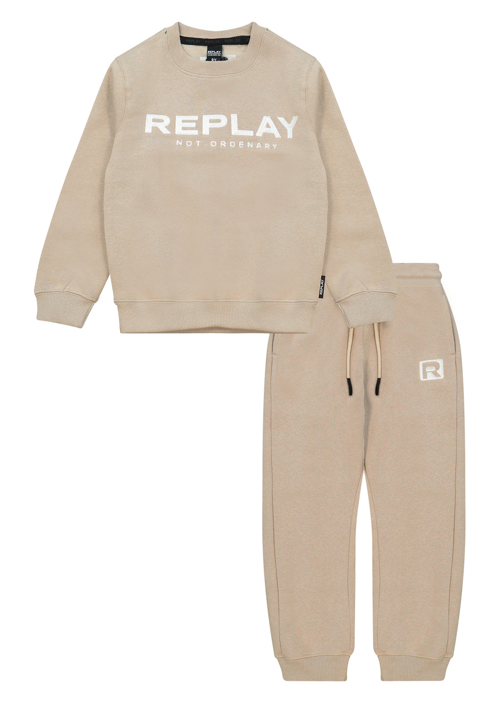 חליפת טרנינג REPLAY לוגו מותג באמצע לילדים BEIGE / 4Y