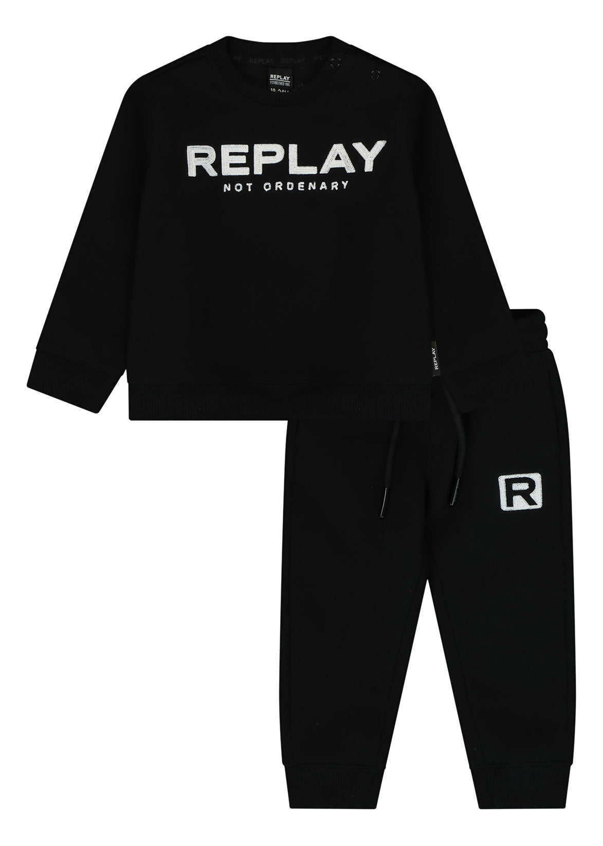 חליפת טרנינג REPLAY לוגו מותג באמצע לתינוקות BLACK / 3-6M