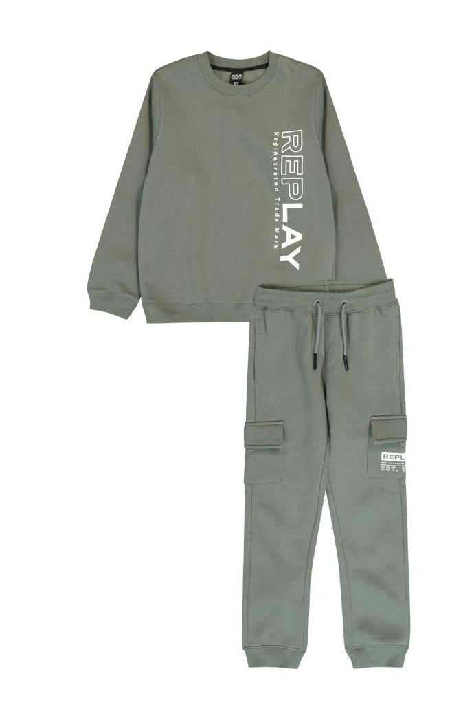 חליפת טרנינג REPLAY לוגו מותג גדול בצד לילדים Green / 4Y