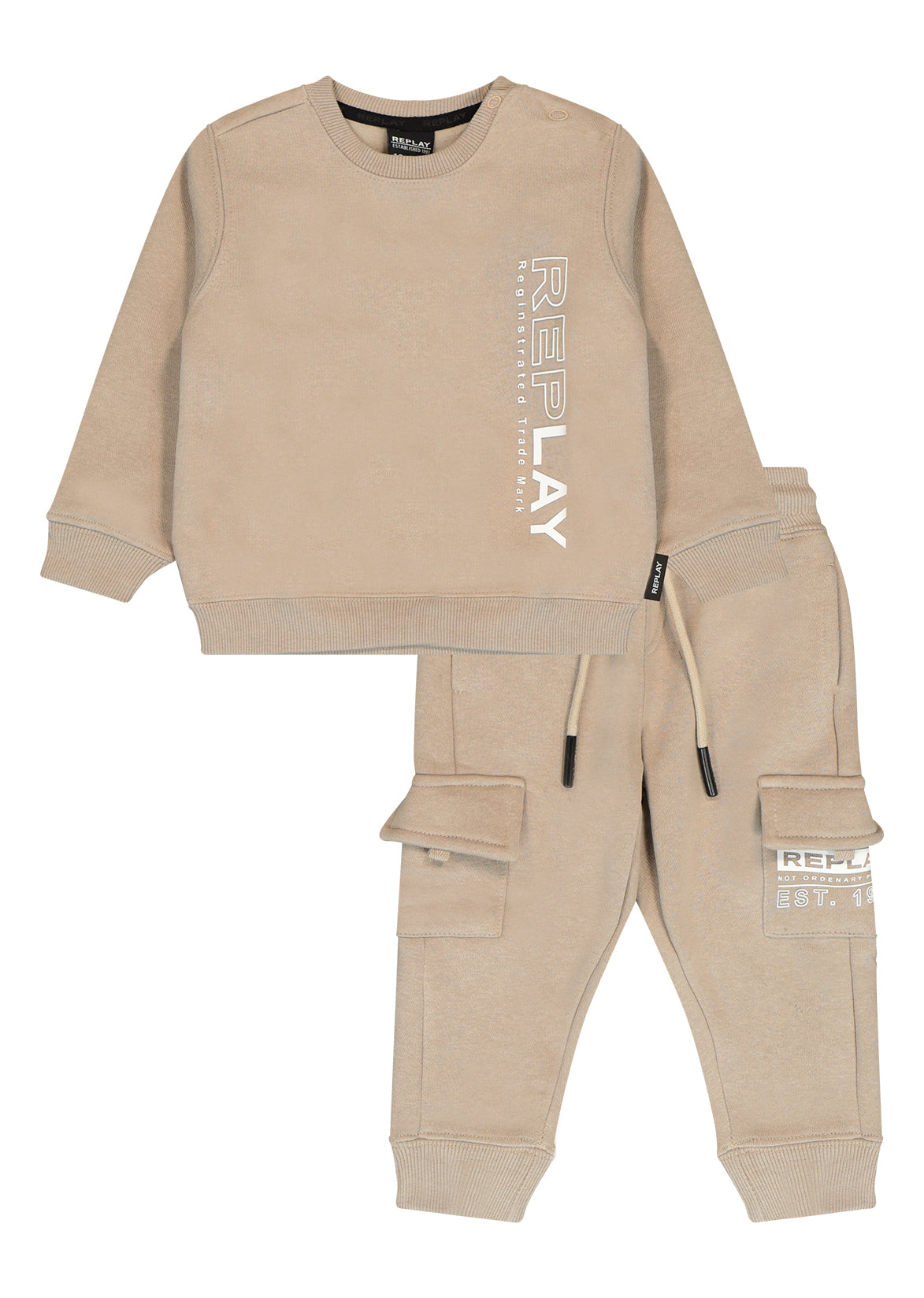 חליפת טרנינג REPLAY לוגו מותג גדול בצד לתינוקות BEIGE / 3-6M