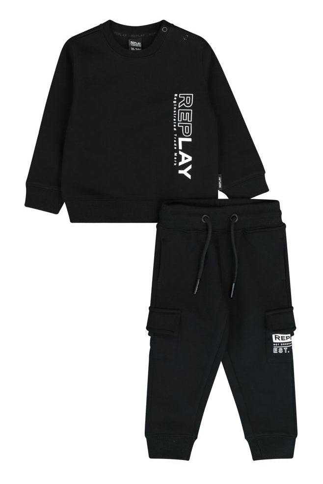 חליפת טרנינג REPLAY לוגו מותג גדול בצד לתינוקות BLACK / 3-6M