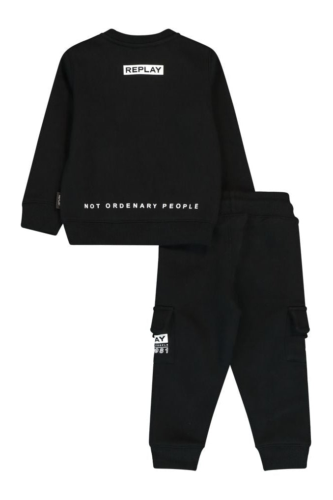 חליפת טרנינג REPLAY לוגו מותג גדול בצד לתינוקות BLACK / 3-6M