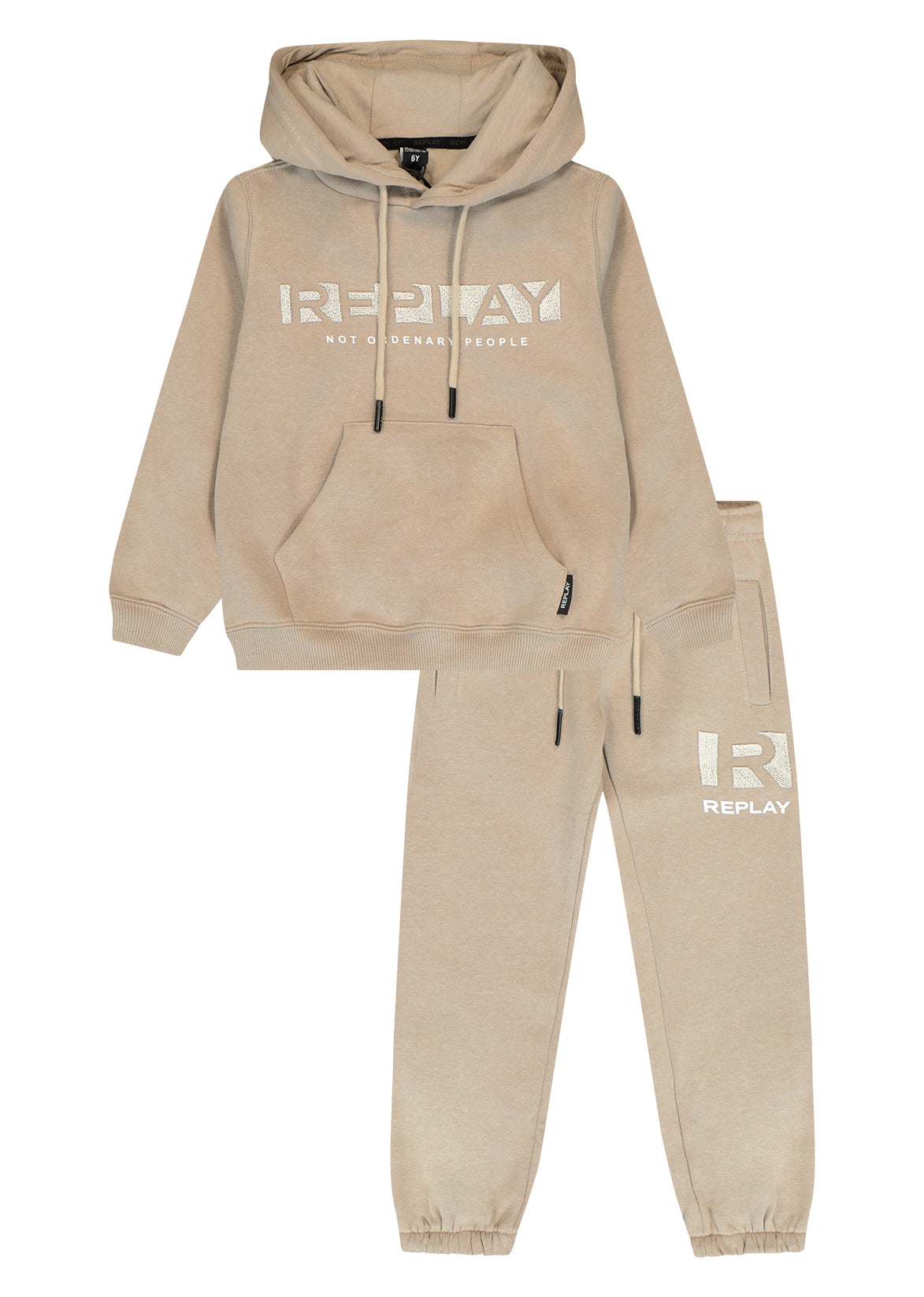 חליפת טרנינג REPLAY קפוצ'ון לוגו מותג לילדים BEIGE / 4Y