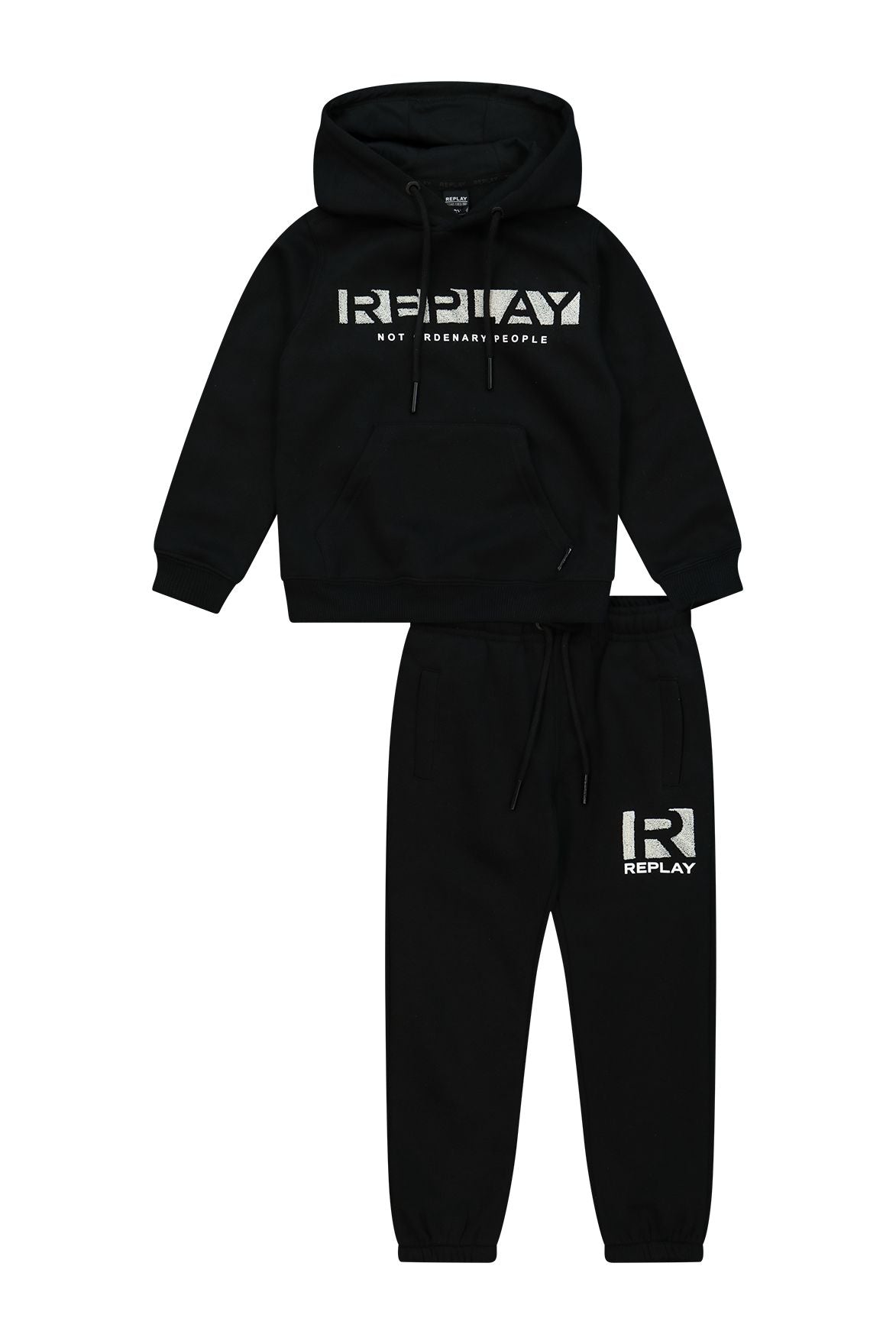 חליפת טרנינג REPLAY קפוצ'ון לוגו מותג לילדים BLACK / 4Y