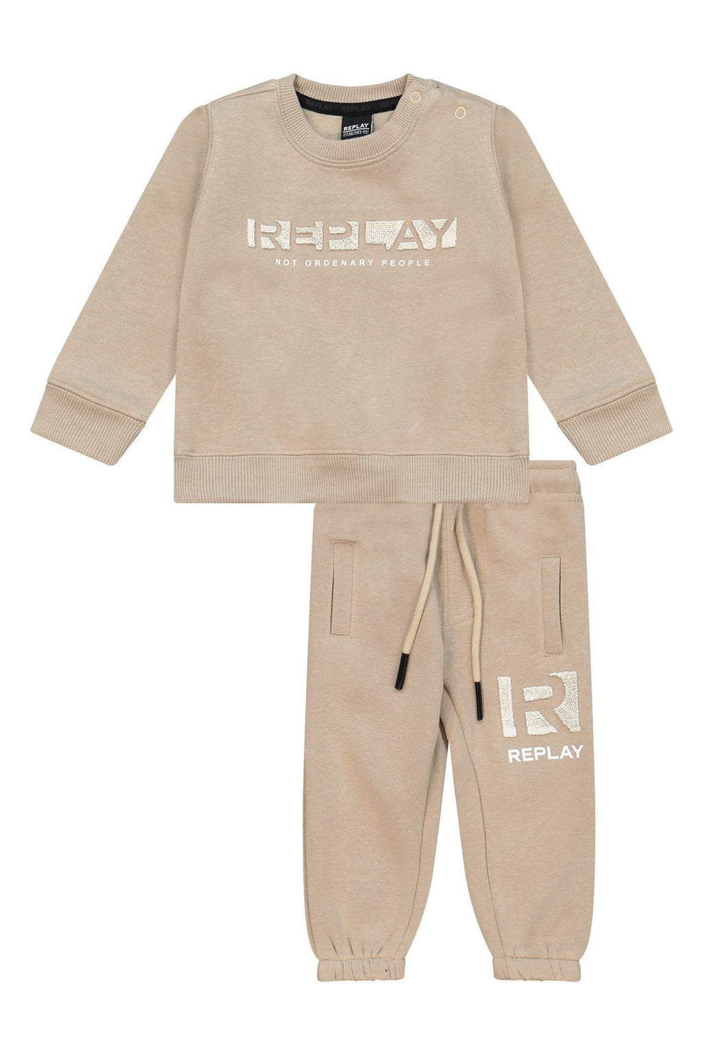 חליפת טרנינג REPLAY קפוצ'ון לוגו מותג לתינוקות BEIGE / 3-6M