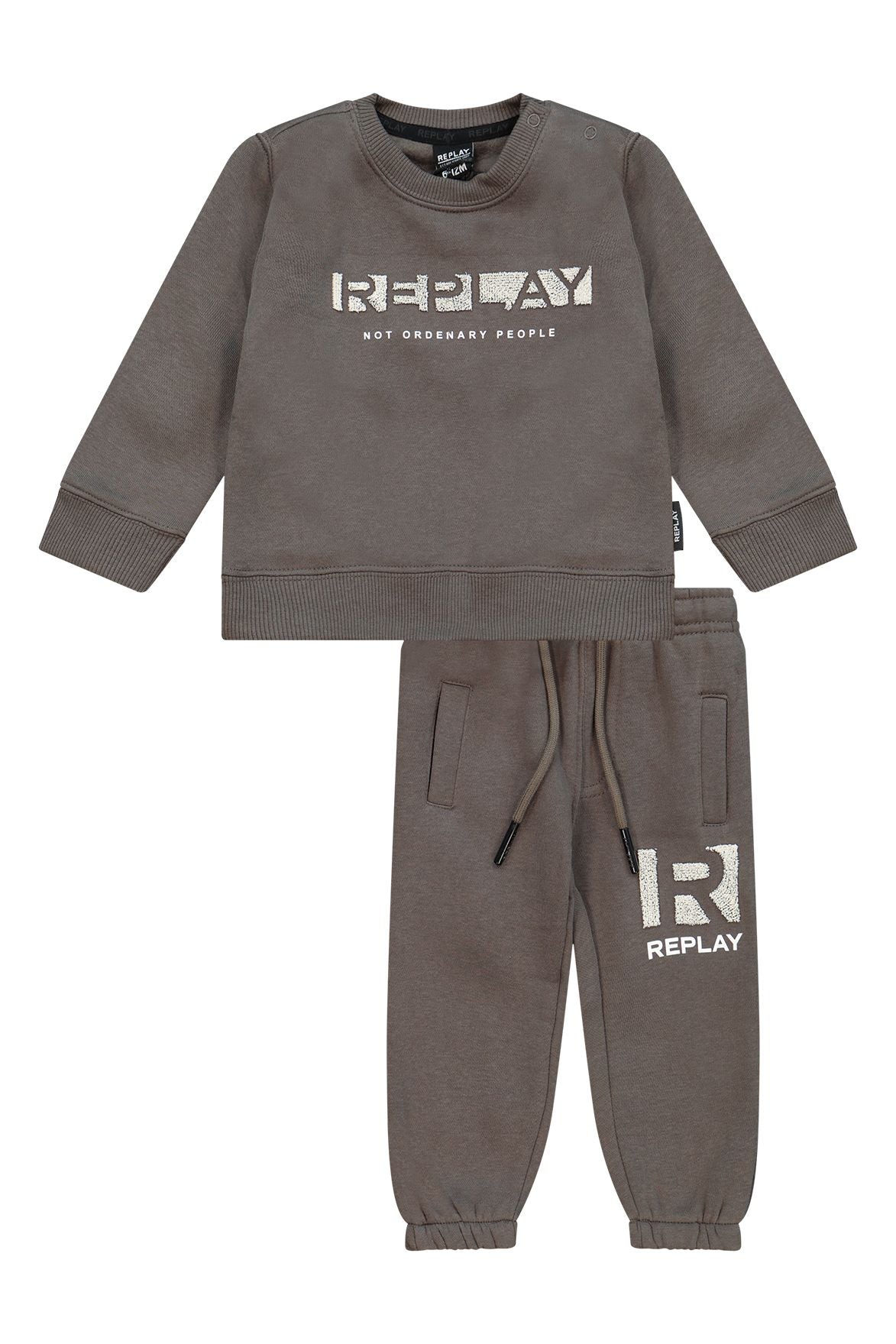 חליפת טרנינג REPLAY קפוצ'ון לוגו מותג לתינוקות BROWN / 3-6M