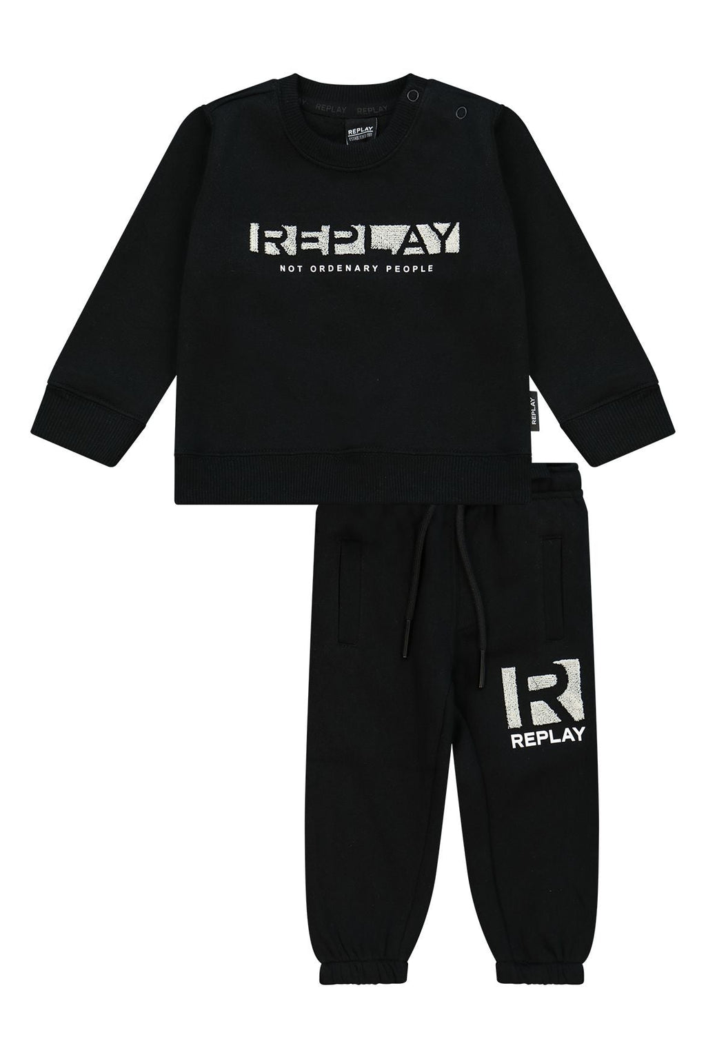 חליפת טרנינג REPLAY קפוצ'ון לוגו מותג לתינוקות BLACK / 3-6M