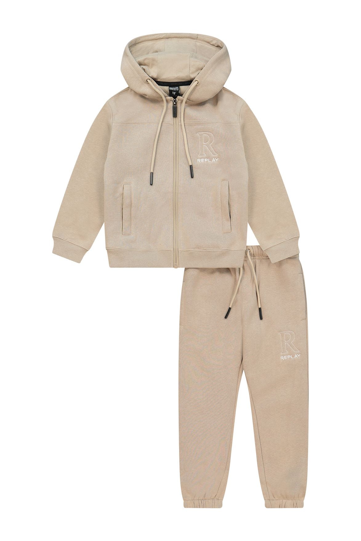 חליפת טרנינג REPLAY רוכסן קפוצ'ון לוגו בצד לילדים BEIGE / 2Y