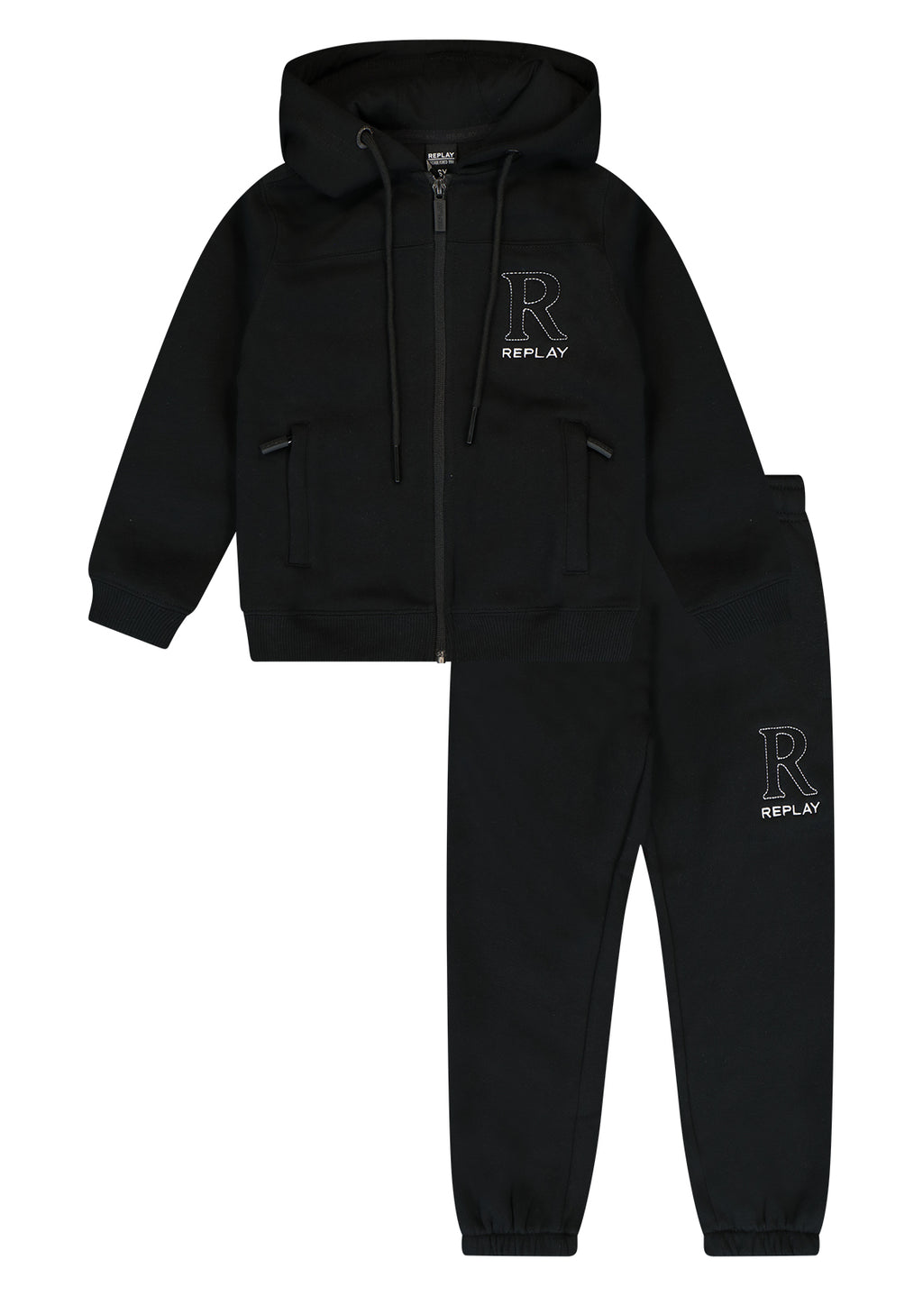 חליפת טרנינג REPLAY רוכסן קפוצ'ון לוגו בצד לילדים BLACK / 2Y