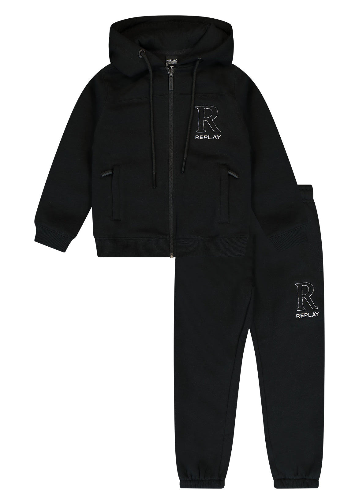 חליפת טרנינג REPLAY רוכסן קפוצ'ון לוגו בצד לילדים BLACK / 2Y