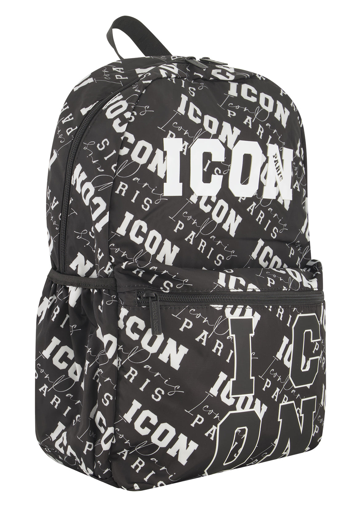 תיק גב ICON PARIS לוגו מרכזי ורוכסנים בגוון משלים לילדים BLACK / OS