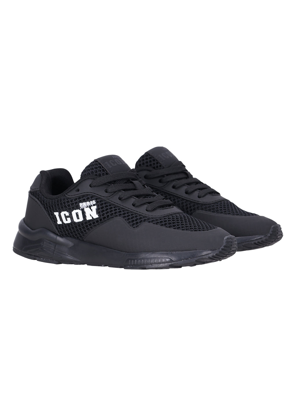 נעלי סניקרס ICON PARIS עם רשת ופאנלים משולבים לילדים 1 BLACK / 21