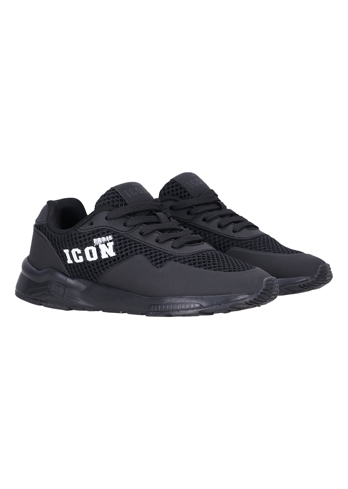 נעלי סניקרס ICON PARIS עם רשת ופאנלים משולבים לילדים 1 BLACK / 21