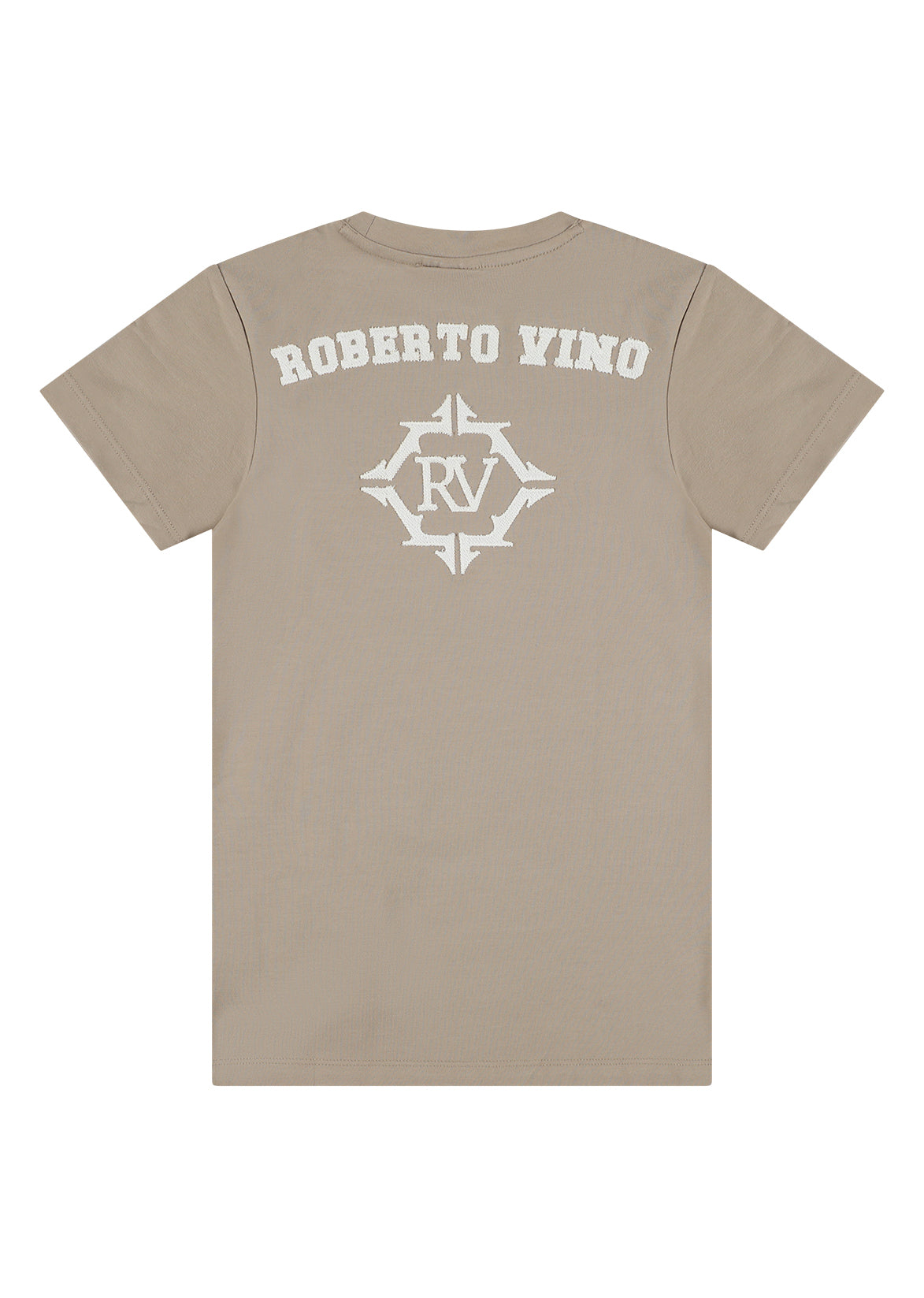חולצת טישרט ROBERTO VINO הדפס טיפוגרפי וכיתוב דקורטיבי לילדים BEIGE / 4Y
