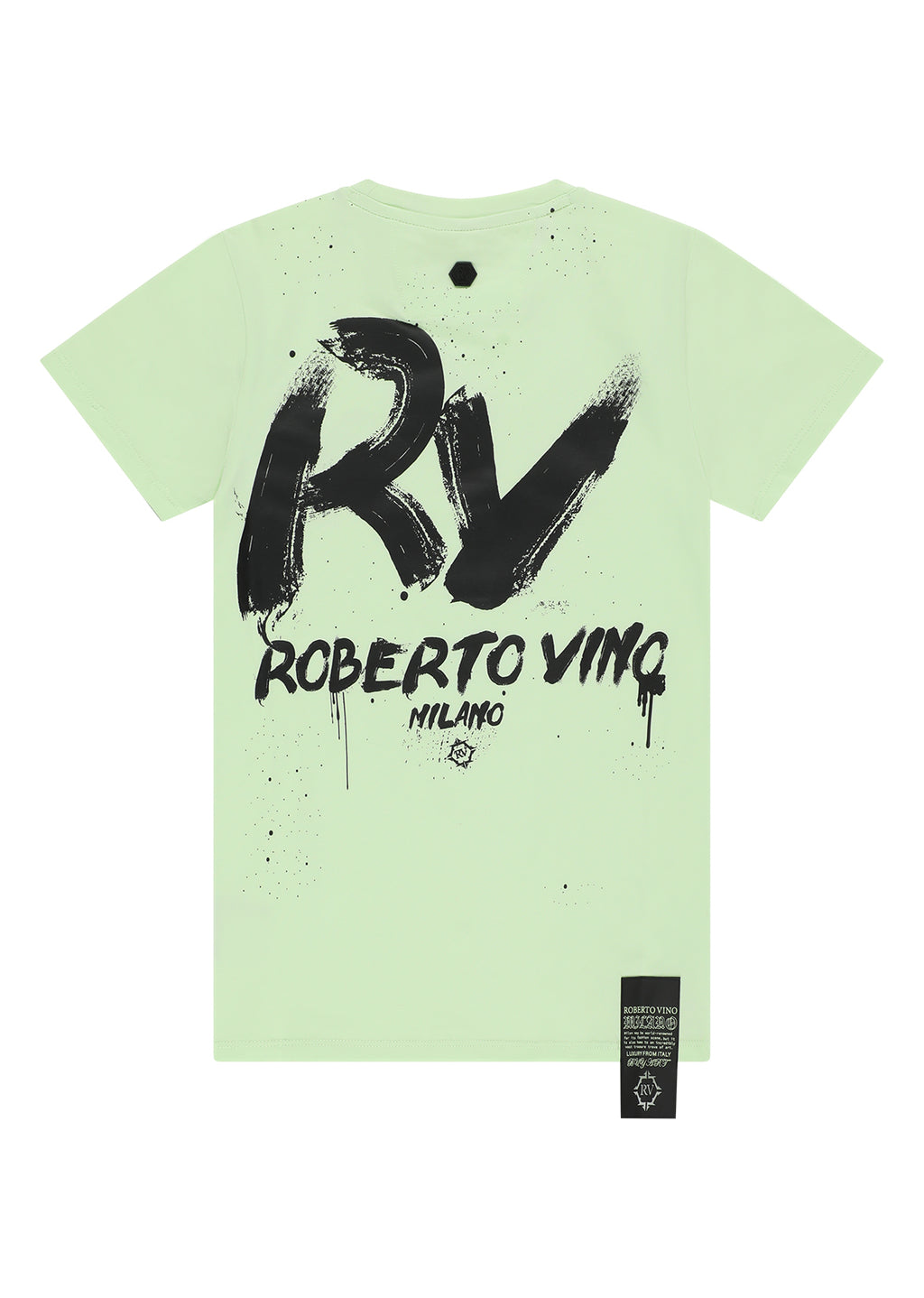 חולצת טישרט ROBERTO VINO לוגו מודגש בחזית וכיתוב דקורטיבי לילדים Green / 2Y