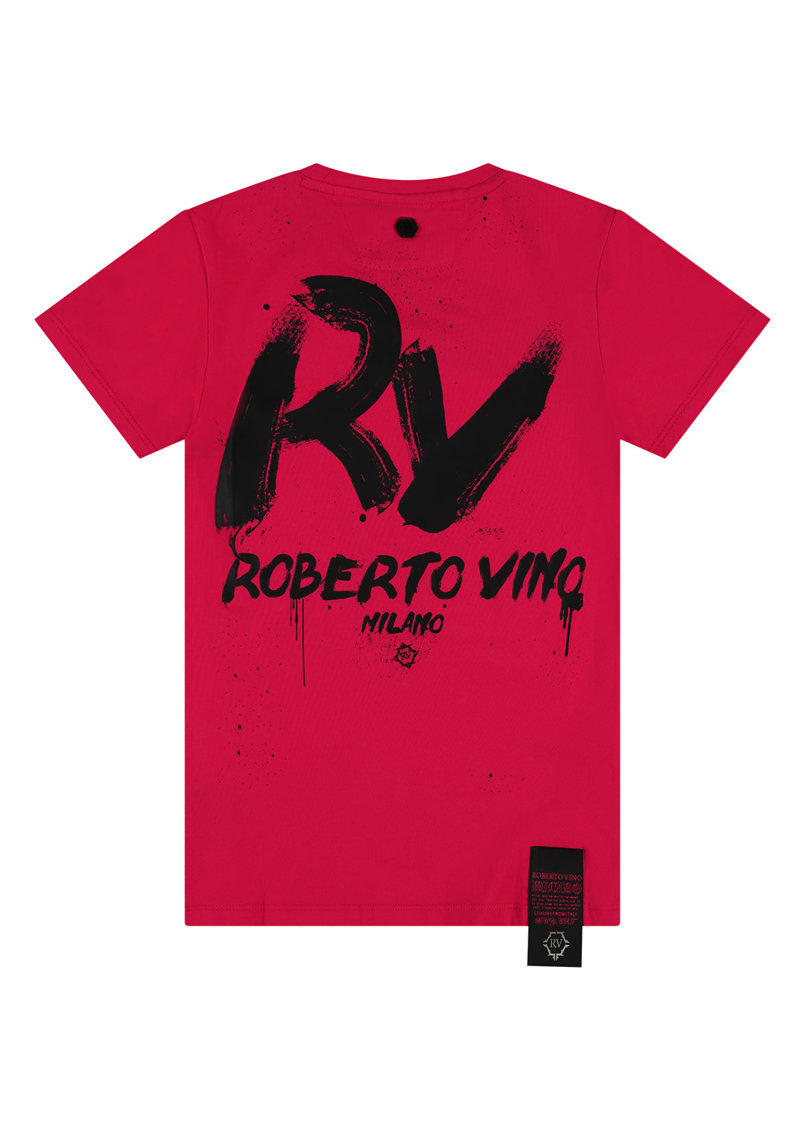חולצת טישרט ROBERTO VINO לוגו מודגש בחזית וכיתוב דקורטיבי לילדים Red / 2Y