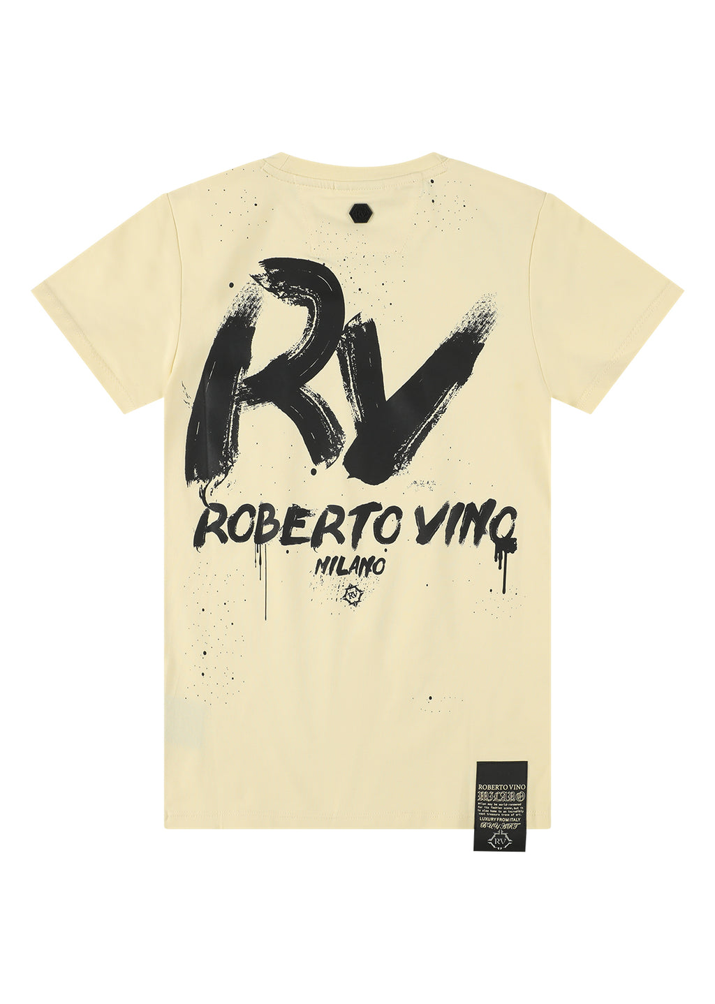 חולצת טישרט ROBERTO VINO לוגו מודגש בחזית וכיתוב דקורטיבי לילדים Yellow / 2Y