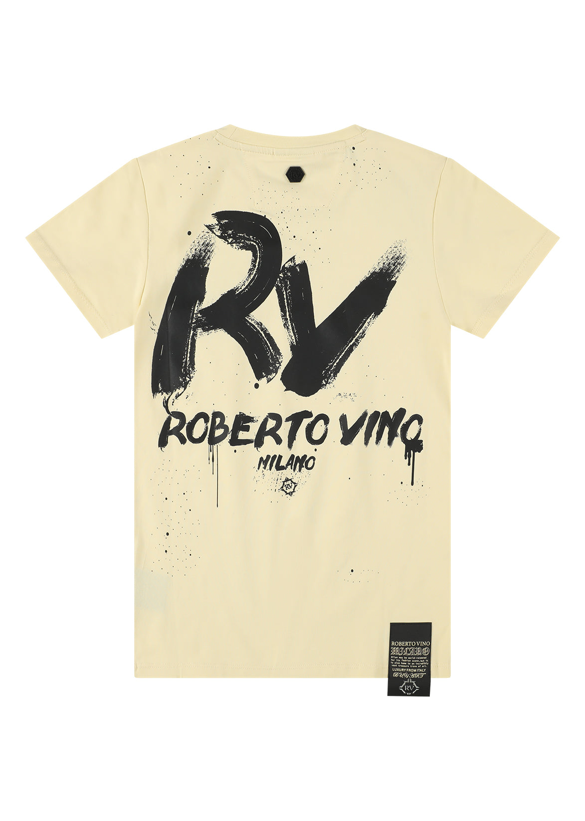 חולצת טישרט ROBERTO VINO לוגו מודגש בחזית וכיתוב דקורטיבי לילדים Yellow / 2Y