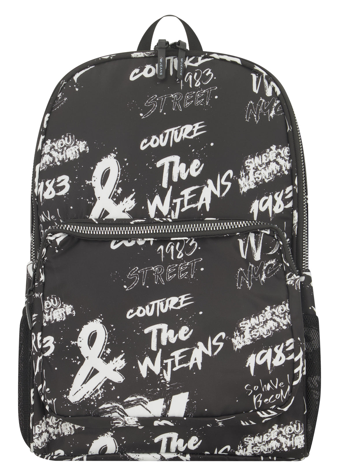 תיק גב W JEANS תא קדמי מודגש וגימור צבעוני לילדים BLACK / OS