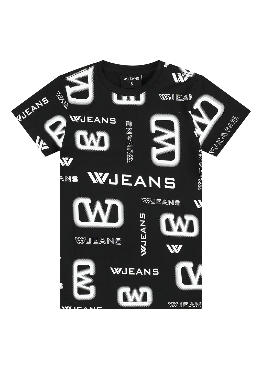 חולצת טישרט W JEANS הדפס מינימליסטי ופס קונטרסטי בשרוול לילדים Multi / 2Y