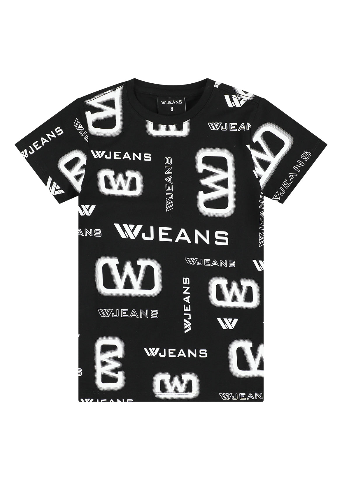 חולצת טישרט W JEANS הדפס מינימליסטי ופס קונטרסטי בשרוול לילדים Multi / 2Y