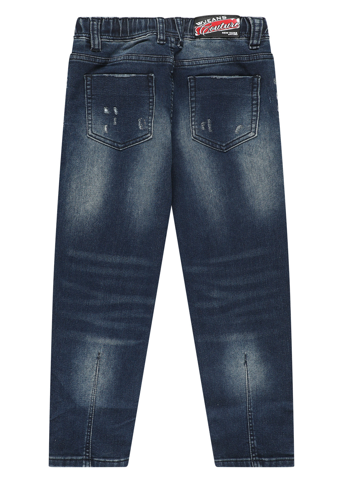 ג'ינס W JEANS עם שרוך במותניים שטיפות ופרטי קרעים לילדים BLUE / 2Y