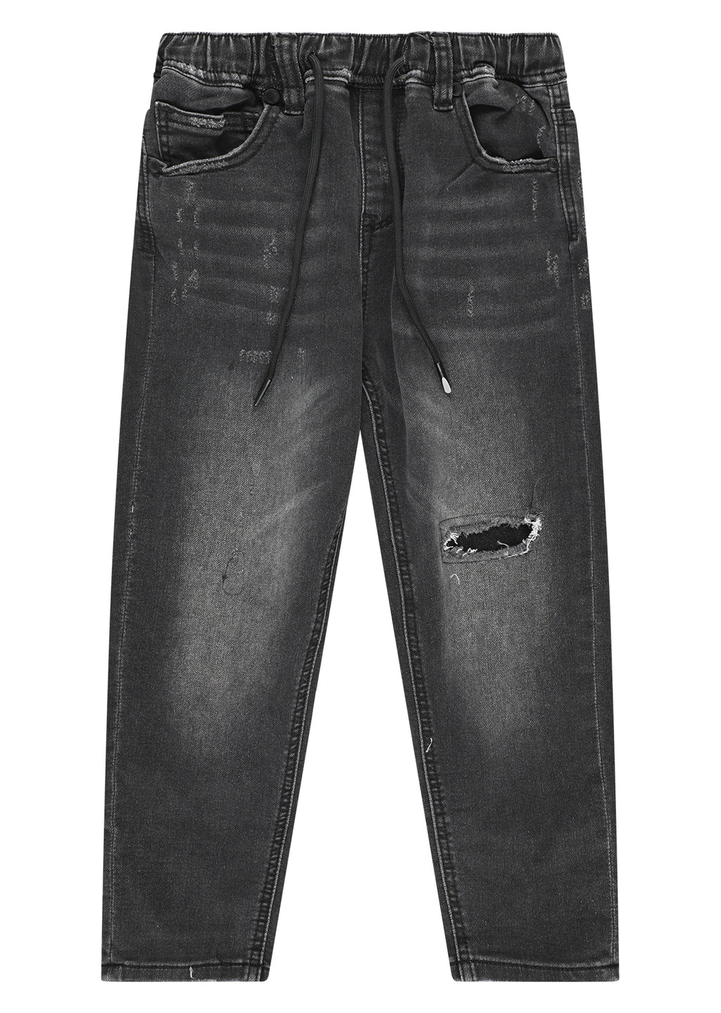 ג'ינס W JEANS עם שטיפה שחורה וקרע מודגש בברך לילדים BLACK / 2Y