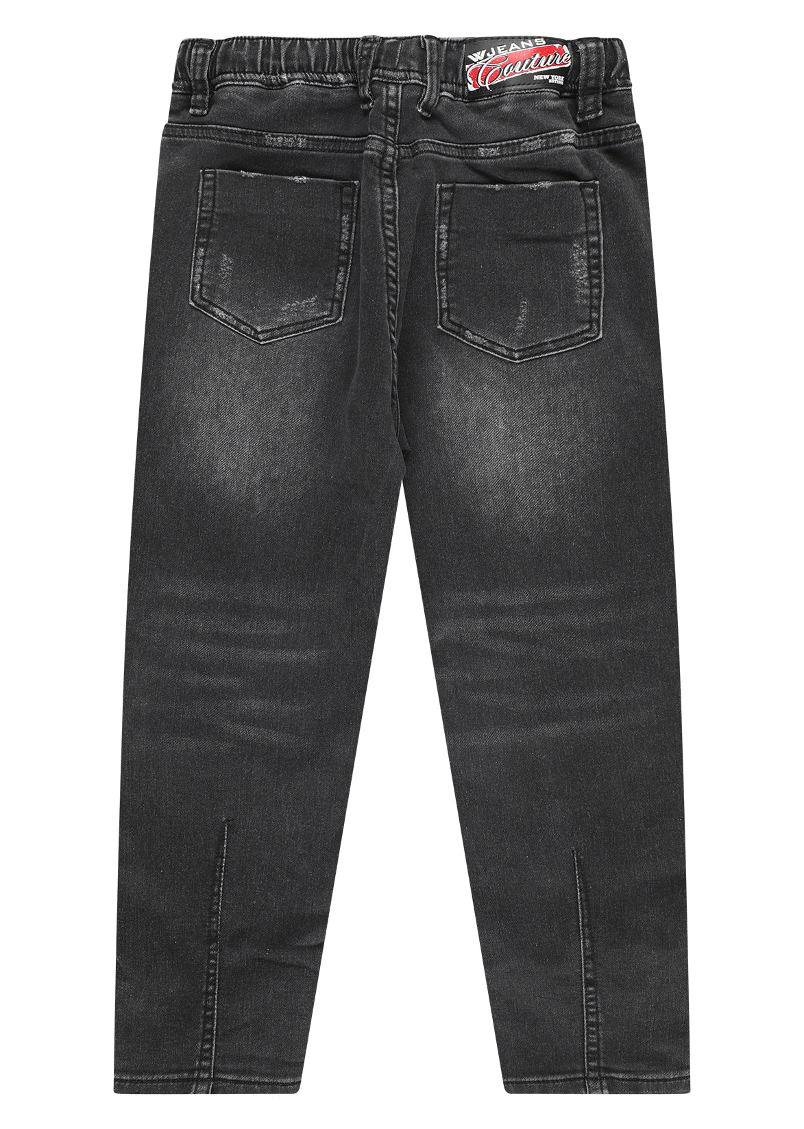 ג'ינס W JEANS עם שטיפה שחורה וקרע מודגש בברך לילדים BLACK / 2Y