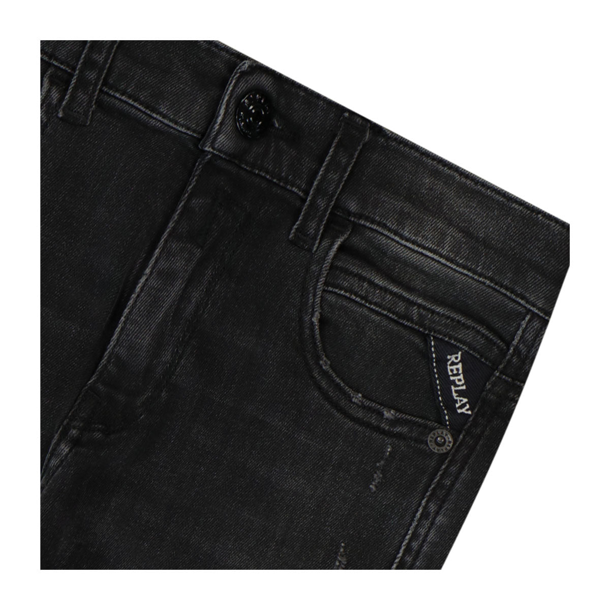 מכנסי ג'ינס קרעים REPLAY  צבע שחור לילדים
