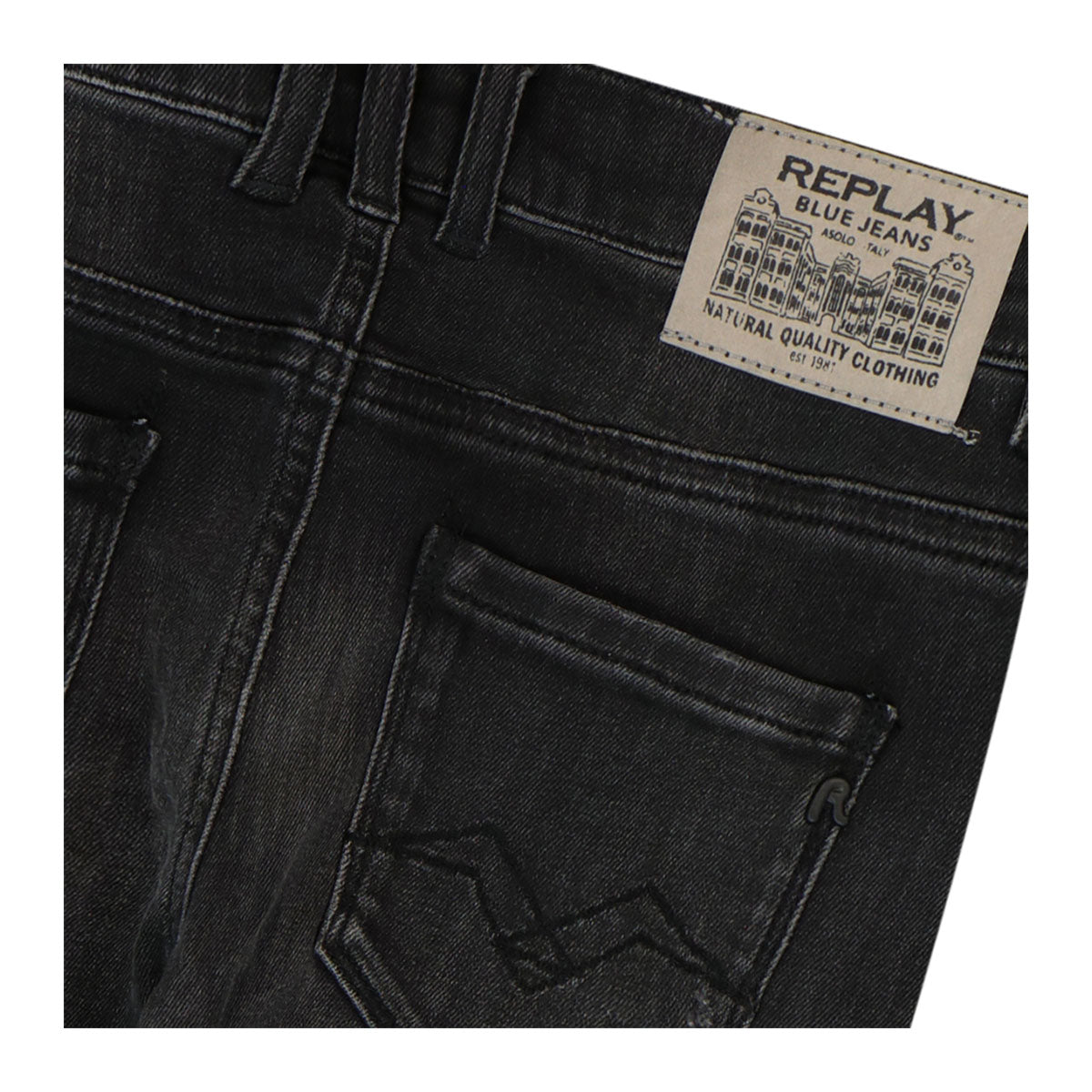 מכנסי ג'ינס קרעים REPLAY  צבע שחור לילדים