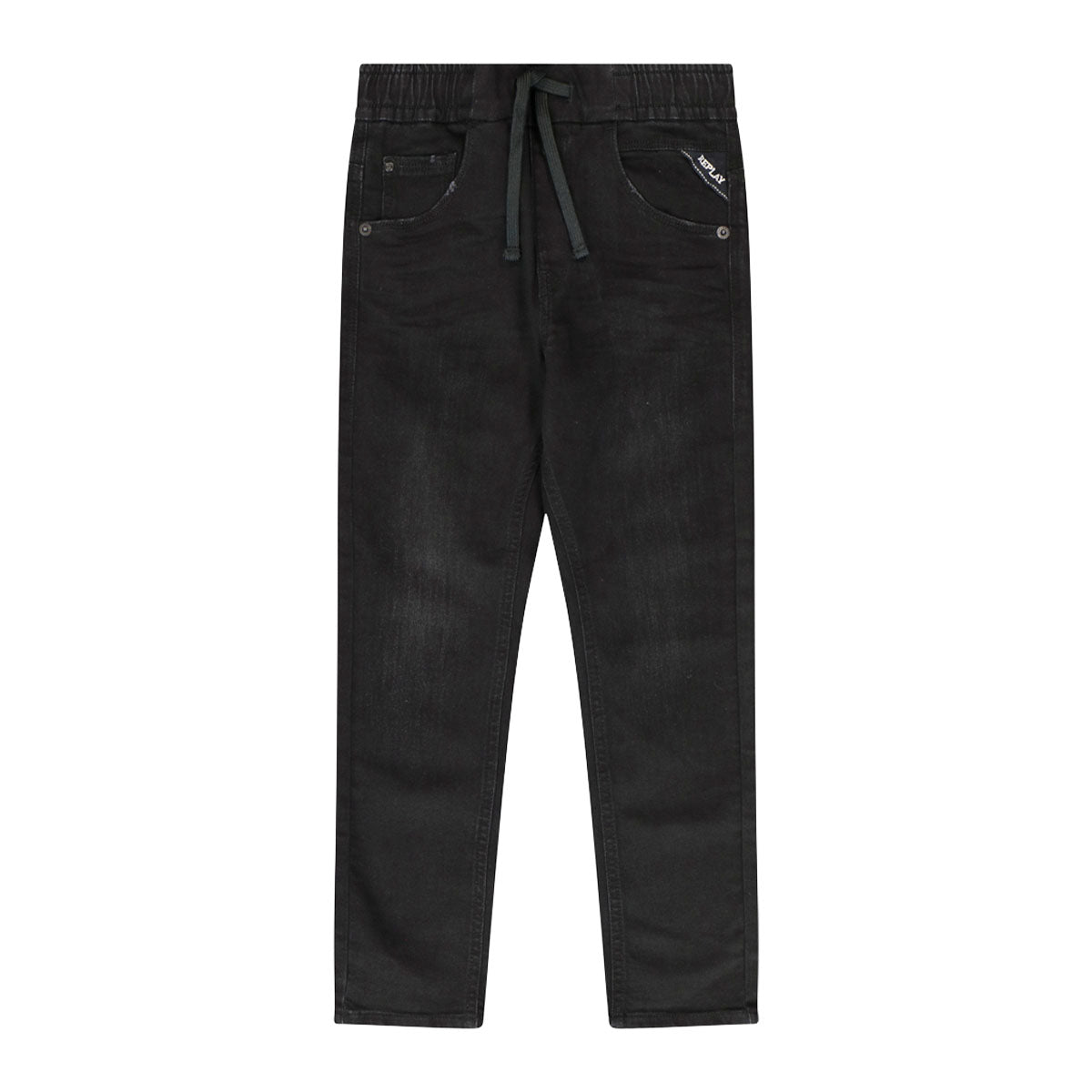 מכנסי ג'ינס REPLAY גומי במותן צבע שחור לילדים