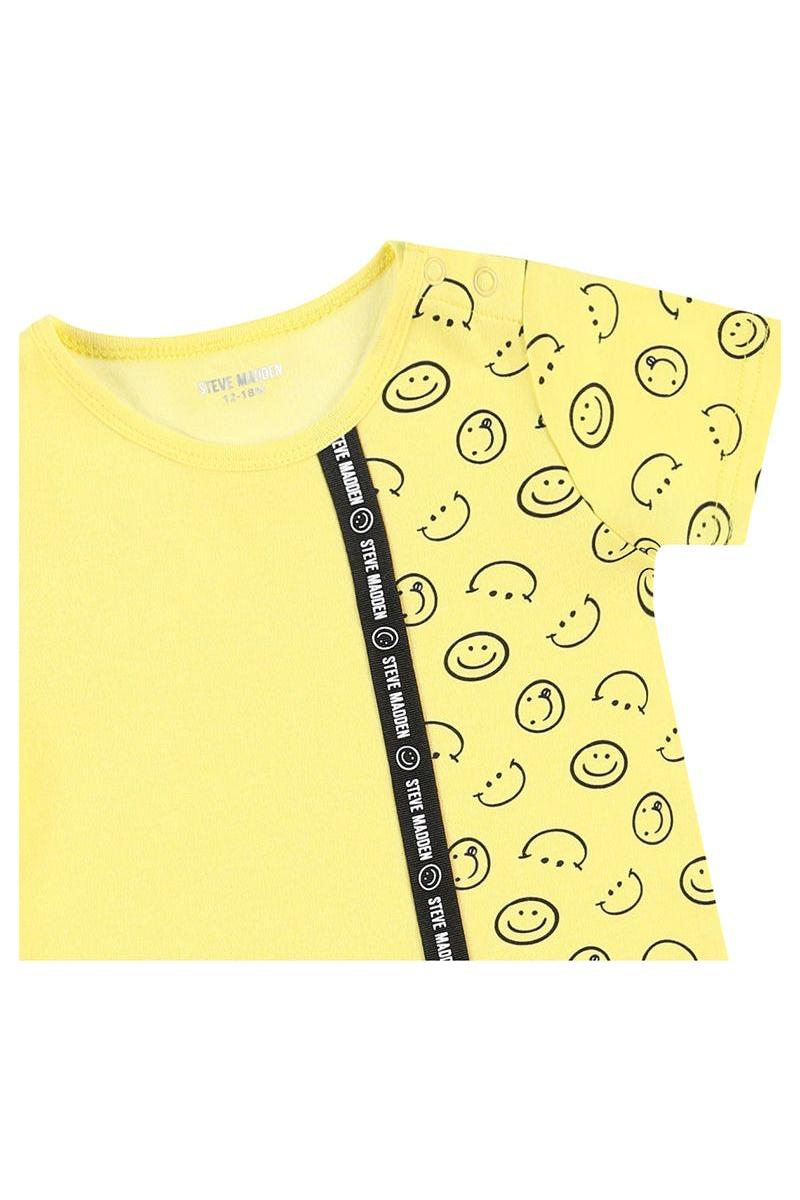 אוברול קצר STEVE MADDEN פס לוגו שחור לתינוקות