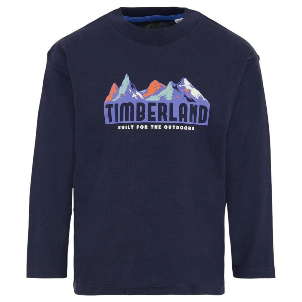 חולצת טישרט TIMBERLAND שרוול ארוך לוגו הרים לילדים BLUE / 4Y