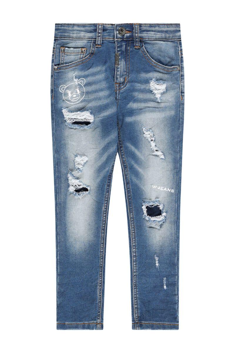 מכנסי ג'ינס W JEANS אייקון דובי בצד לילדים