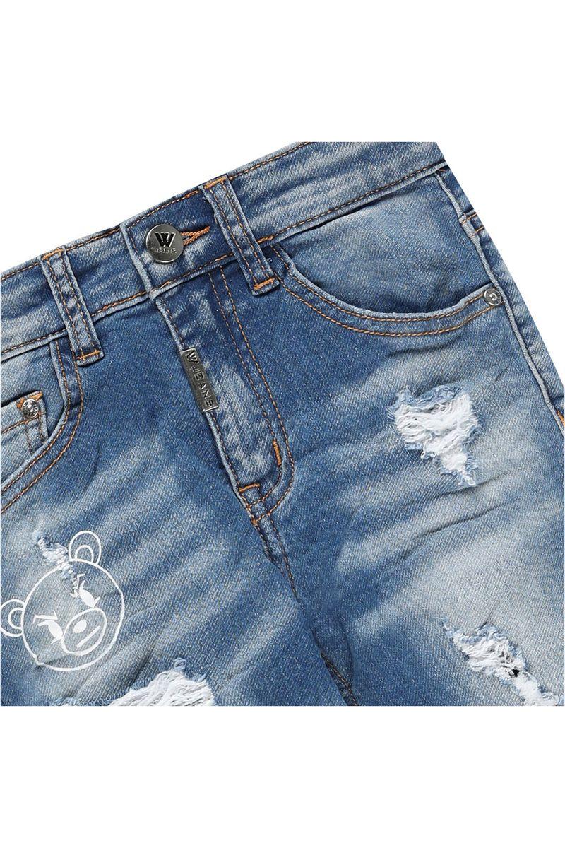 מכנסי ג'ינס W JEANS אייקון דובי בצד לילדים