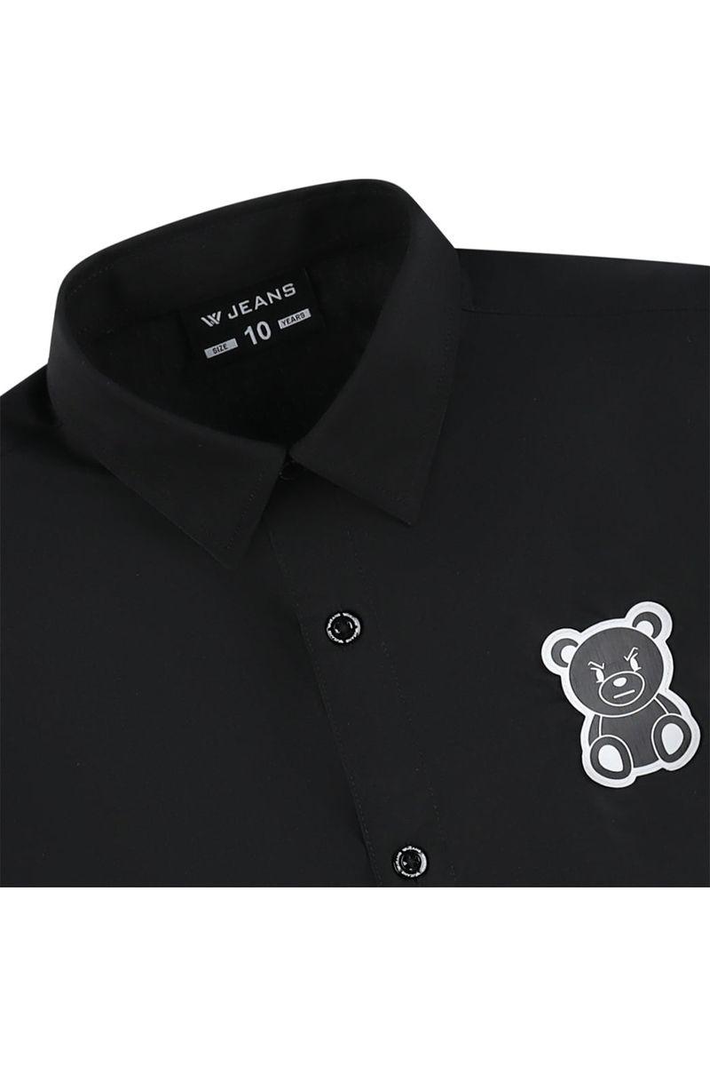 חולצה מכופתרת W JEANS ארוכה דובי בצד לילדים