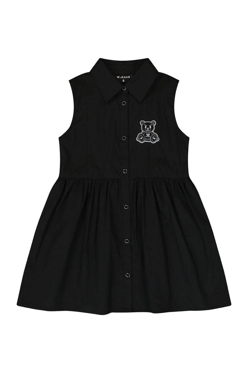שמלת צווארון W JEANS לוגו דובי לילדות