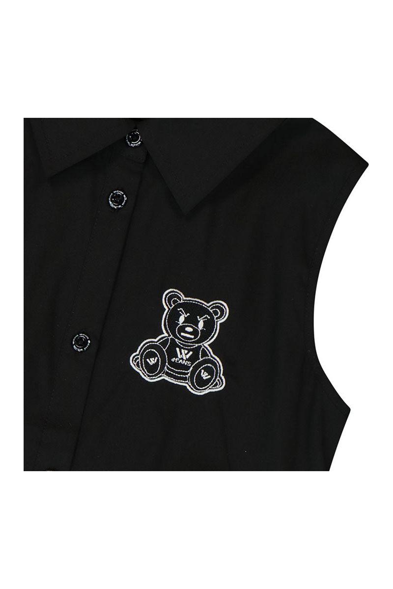 שמלת צווארון W JEANS לוגו דובי לילדות